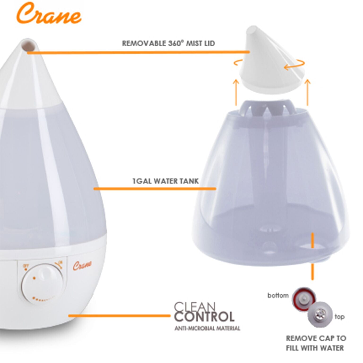 Crane Drop Ultrasonic Cool Mist Humidifier