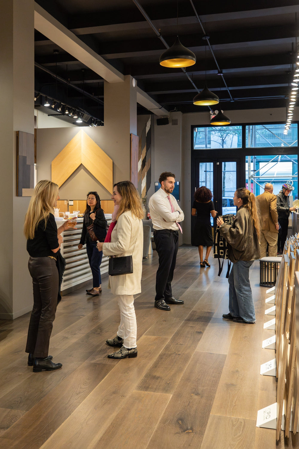 Design professionals touring Waterworks 20th Street showroom with PID Floors