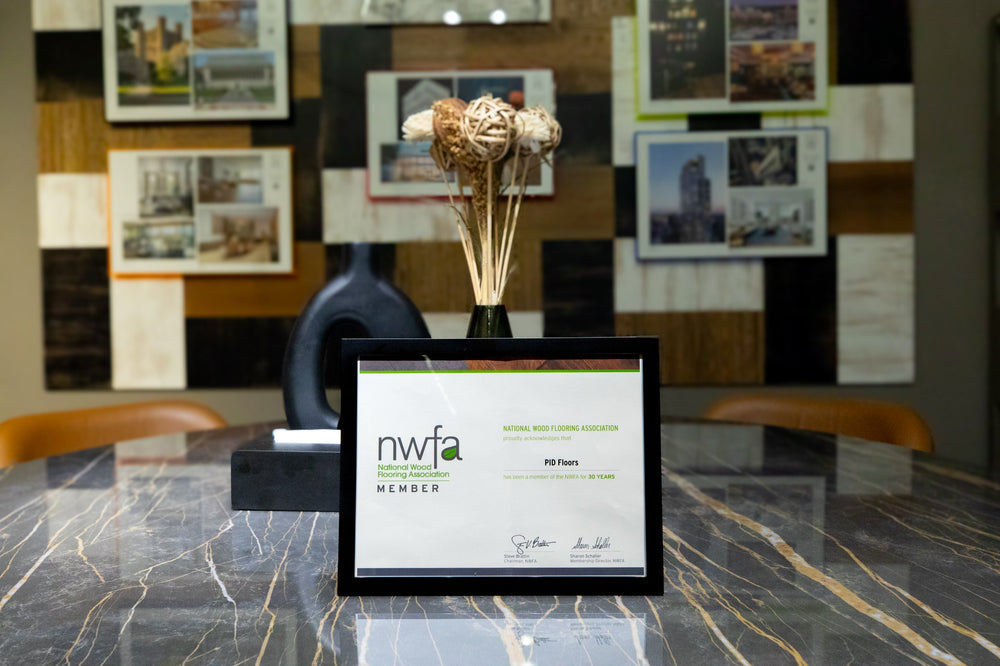 NWFA 30 year membership plaque displayed at PID Floors celebration