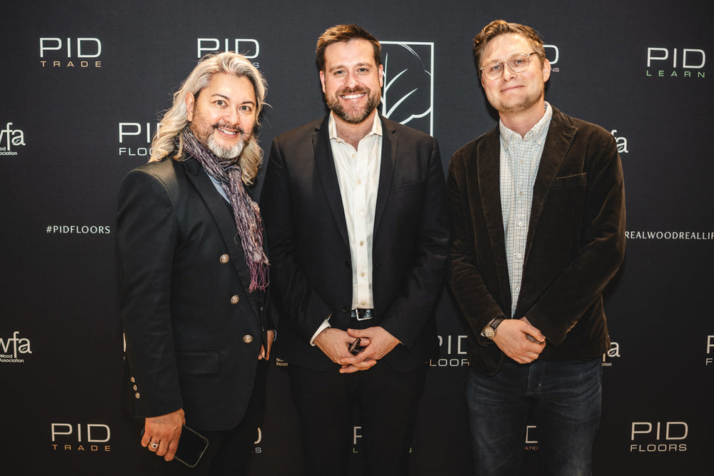 Mass Timber Houses book event at PID Floors, featuring discussions on sustainable architecture and high-quality hardwood flooring.